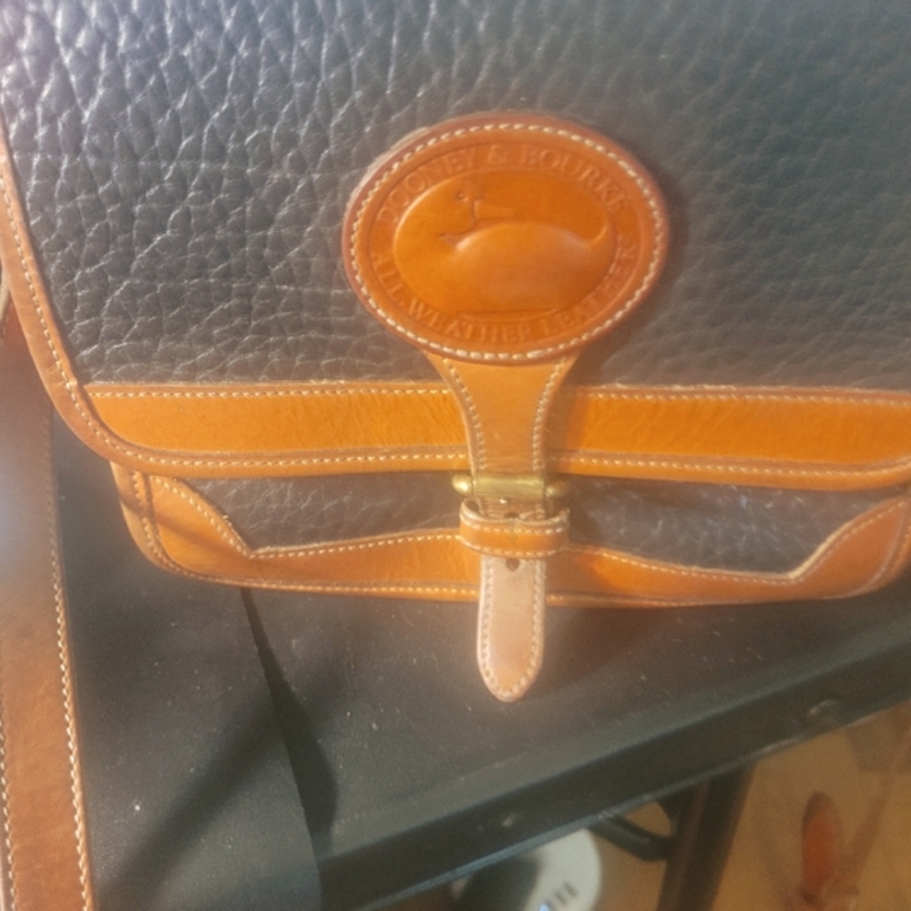 Dooney & Bourke Black and Brown Messenger Bag with Buckle Closure - Picture 5 of 16